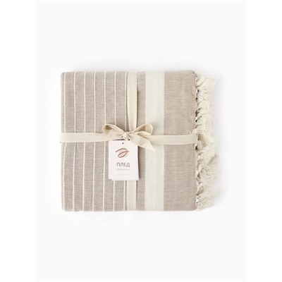 Плед «Этель» Beige stripe, 130×160 см, бежевый, хлопок 100%