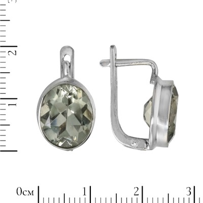 Серьги 'Коломбина' с зелёным аметистом, родий ИВСК31110Х12АЗR1-1