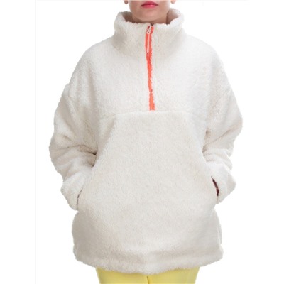 2568 WHITE Кофта плюшевая женская Тедди на синтепоне  (50 гр. синтепон)