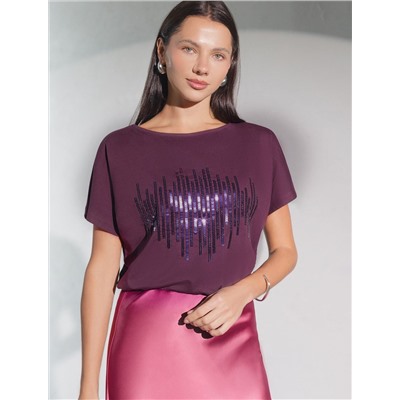 Нарядная футболка с принтом пайетками