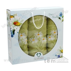 70x140 см. + 50x90 см. + 50x90 см. Махровый Набор Полотенец 3 шт/уп. Daisy Flowers TWO DOLPHINS