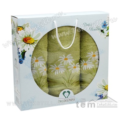 70x140 см. + 50x90 см. + 50x90 см. Махровый Набор Полотенец 3 шт/уп. Daisy Flowers TWO DOLPHINS