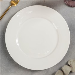 Тарелка Доляна White Label, d=25 см, с утолщённым краем, фарфор, белая