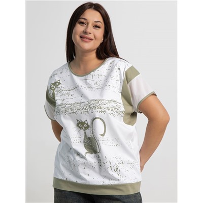 Блуза Алтея (белая/хаки) Б15366-20М