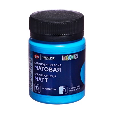 Краска акриловая матовая 50 мл, ЗХК Decola, небесно-голубая, 14328512