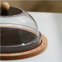 Блюдо с крышкой «Черный мрамор», 15 см, пластик