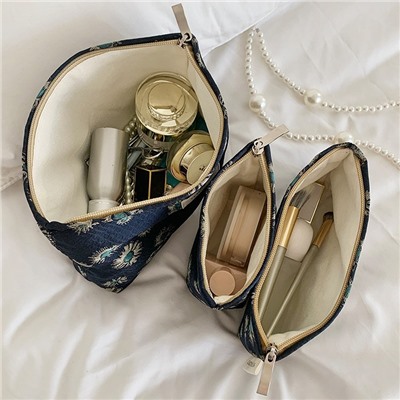 High quality retro cosmetic bag, shoulder bag, universal small clutch bag, organizer bag, with embroidery, flowered