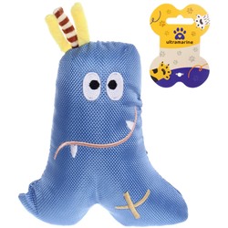Игрушка для кошек мягкая "Монстрик", цвет голубой, шуршалка и пищалка, 12*12см (лейбл)