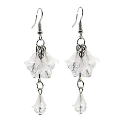 Серьги бижутерия длинные с цирконами цв.хрусталь, 8,5г.