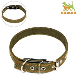 Ошейник брезентовый двухслойный, 54×2.5 см, ОШ 35-45 см, хаки