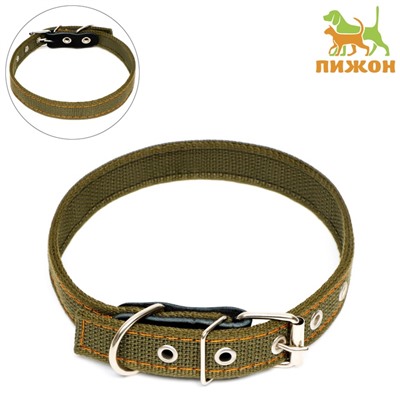 Ошейник брезентовый двухслойный, 54×2.5 см, ОШ 35-45 см, хаки