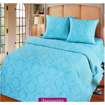 Простыня на резинке из поплина с жаккардовым рисунком Аквамарин