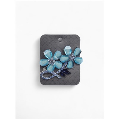 Брошь «Цветы» лютики, цвет голубой в серебре