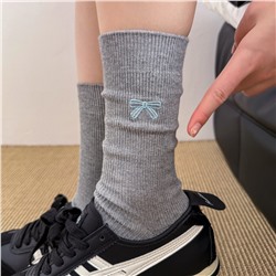 Colored embroidery, brand universal cotton knee socks, new collection, with embroidery, South Korea, internet celebrity
