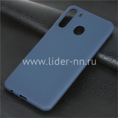 Задняя панель для Samsung Galaxy  A21 Силикон матовый (синяя)