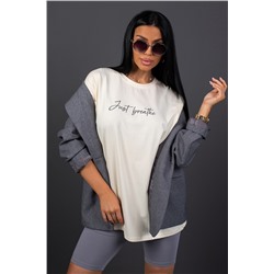 Костюм женский с велосипедками КЖ009 молочно-серый