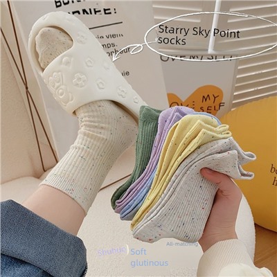 Cute brand starry sky, thin colored knee socks for men and women, mid-length