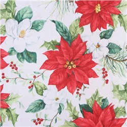 Скатерть новогодняя Доляна «Рождественские цветы» 110×145 см, 100% п/э