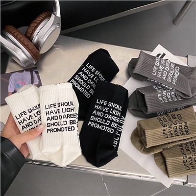 Tide, demi-season heel sticker, trend knee socks, increased thickness, English, mid-length, internet celebrity