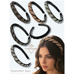 Ободок косичка для волос со стразами 6шт. Арт ОБ6А/006А