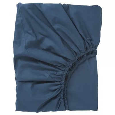 Простыня на резинке темно-синяя, ULLVIDE Fitted Sheet Dark Blue (180 x 200 cm), произв. IKEA
