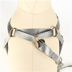 Комплект амуниции с мягкой шлейкой, М, поводок 120×1 см, ОШ 28-48 см, ОГ 32-52 см, серый