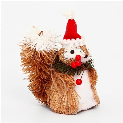 Елочная игрушка «Белочка в новогоднем колпаке», 12×7×15 см