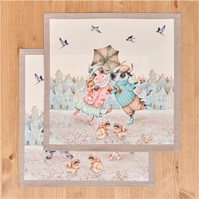 КОМПЛЕКТ САЛФЕТОК 2ШТ  "ПРОМЕНАД"40Х40 СМ ,БЕЖЕВЫЙ, 100% ХЛОПОК,ТВИЛ