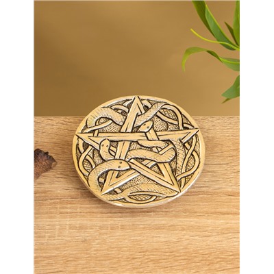 Подставка под благовония «Пентакль и Змеи», 10.5 см, алюминий