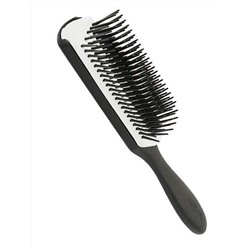 Denman Расчёска массажная, 7 рядов, пластик, черно-белый, 18 см