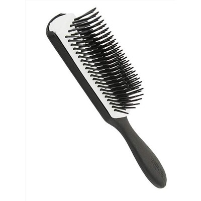 Denman Расчёска массажная, 7 рядов, пластик, черно-белый, 18 см