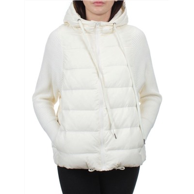 GB 8105 MILK WHITE Пуховик облегченный женский (пух, трикотаж)