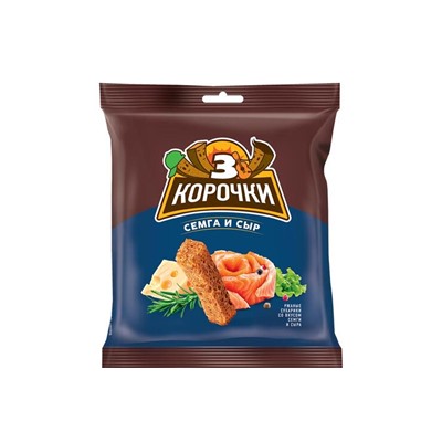 «3 Корочки», сухарики со вкусом сёмги с сыром, 40 г