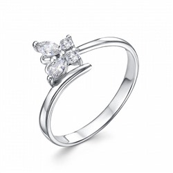 Кольцо с фианитом родированное серебро 925*