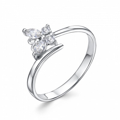 Кольцо с фианитом родированное серебро 925*