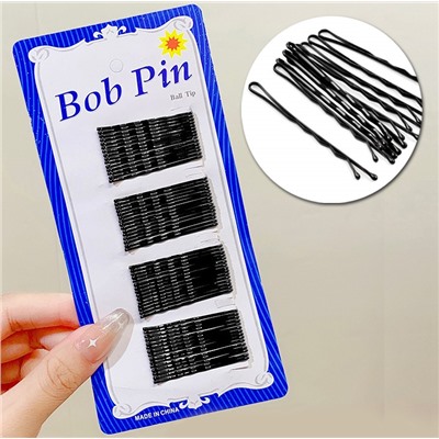 Невидимки для волос 60 шт. 6 см. Черные