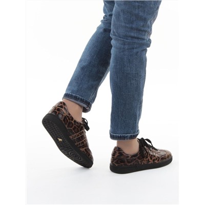 03-B6C-7PC BROWN/LEOPARD Кеды женские (натуральная кожа)