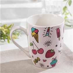 Кружка Доляна «Сладости», 350 мл, фарфор, розовая