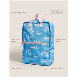 Kids' Ballet Print Water Repellent School Backpack