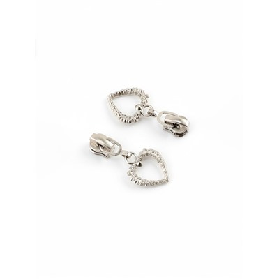 Бегунок для металлической молнии, №3», «Сердце», 10 шт., цвет никель