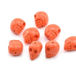 Разделитель-бусина П, Череп  9*11*13мм, цв.оранжевый, отверстие 1,2мм.