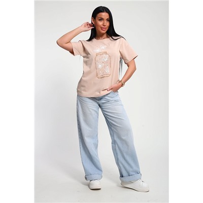 Женская футболка 85657 / бежевый