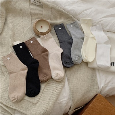 Demi-season base knee socks, design cotton accessory, mid-length