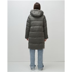 Пальто зимнее утепленное с капюшоном женское зеленого цвета 7637Z