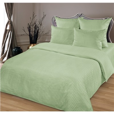 Постельное белье страйп-сатин на молнии / Фисташка