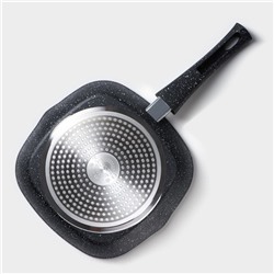 Сковорода-гриль Magistro Dark, 24×24 см, квадратная, ручка съёмная soft-touch, антипригарное покрытие, индукция, чёрная