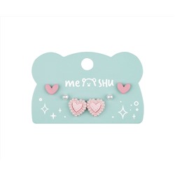 Серьги MESHU, бижутерия, розовые, 3 пары, европодвес