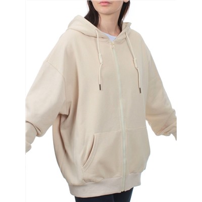 3267 BEIGE Толстовка на молнии женская (95% хлопок, 5% спандекс)
