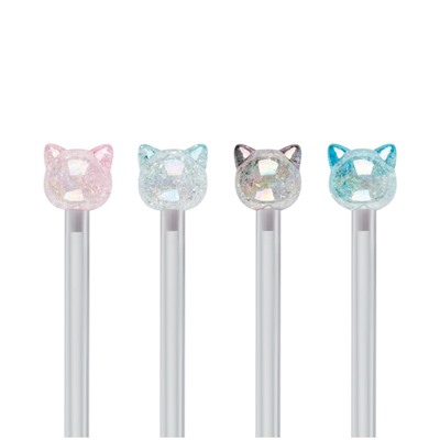 Ручка шариковая MESHU "Crystal Kitten" синяя, 0,7мм, корпус ассорти, с топпером