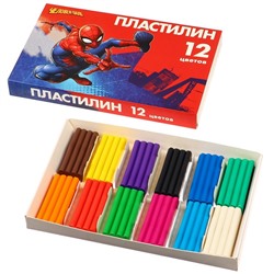 Пластилин 12 цветов 180 г «Супергерой», Человек-паук